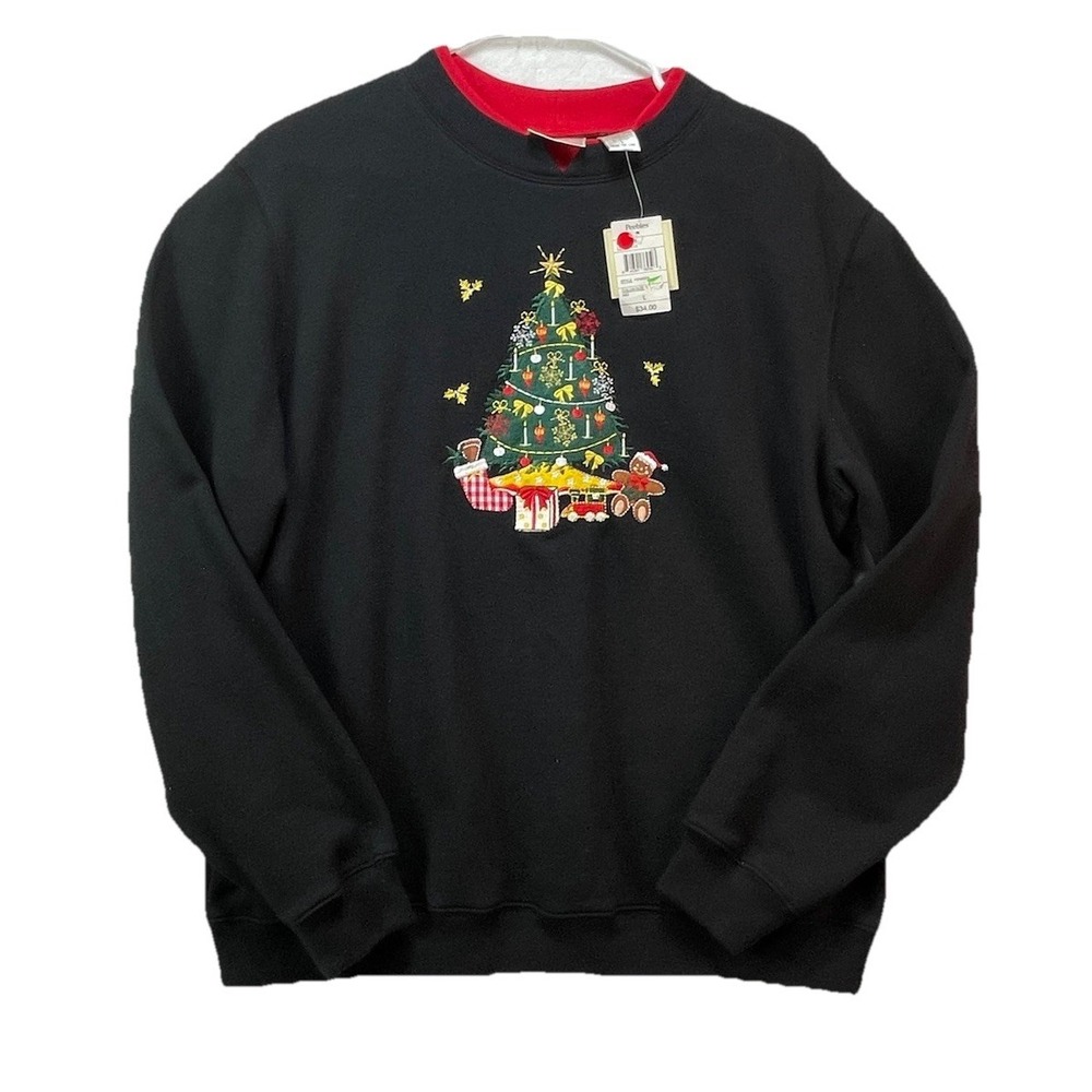 NWT‎ Baxter & Wells Womens L Christmas Embroidered Front and Back Sweatshirt